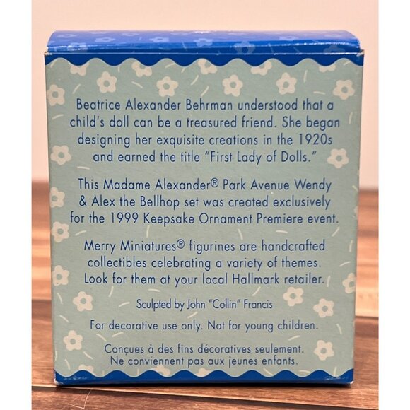 VTG HALLMARK QFM8499 MERRY MINIATURES MADAME ALEXANDER PARK AVE WENDY & ALEX - Picture 3 of 12